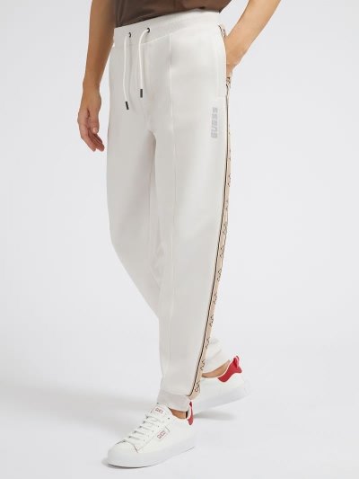 Férfi Guess 4g Logo Tape Joggers Pant Jogger Nadrág Fehér | HU-813632