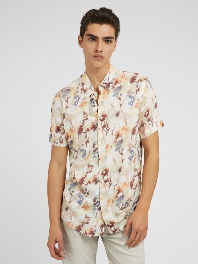 Férfi Guess All Over Print Ingek Bézs | HU-008526