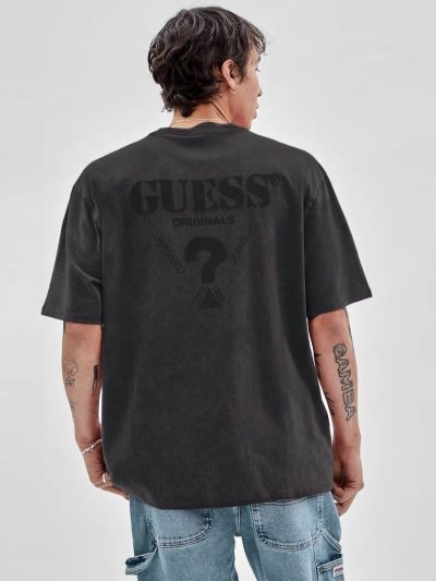 Férfi Guess Back Logo Póló Fekete | HU-222341