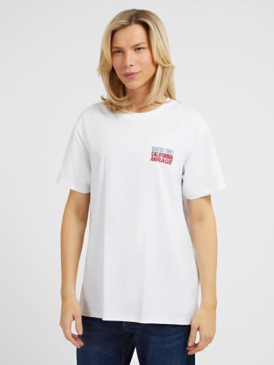 Férfi Guess Back Print Póló Fehér | HU-869056