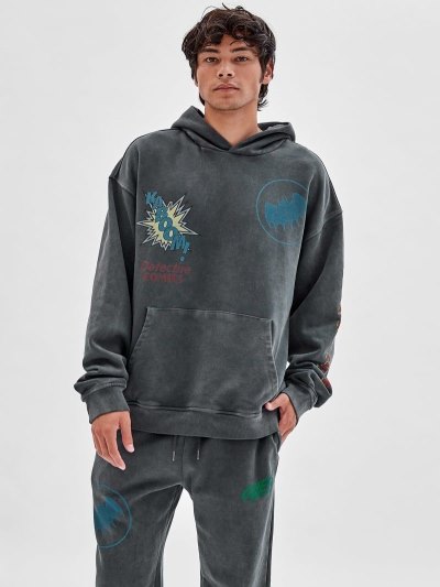 Férfi Guess Batman Back Print Pulóverek Fekete | HU-289963