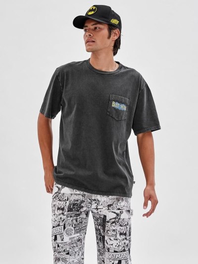 Férfi Guess Batman Back Print Póló Fekete | HU-061231
