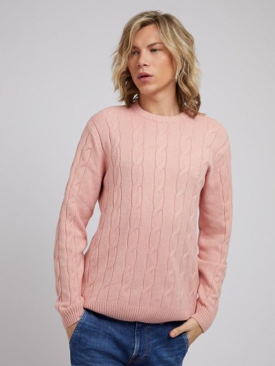 Férfi Guess Cable-knit Jumpers Narancssárga | HU-891480