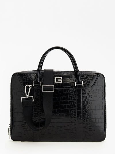 Férfi Guess Calabria Croc Print Bag Táska Fekete | NICTYMGO