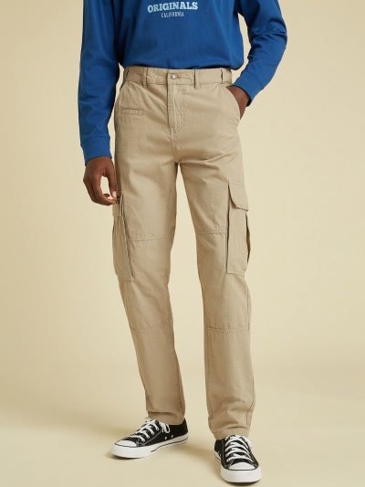 Férfi Guess Cargo-style Pockets Slim Nadrág Krém | HU-961011
