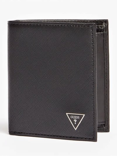 Férfi Guess Certosa Saffiano Mini Pénztárca Fekete | HU-680273