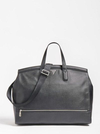 Férfi Guess Certosa Saffiano Weekender Bag Weekender Bag Fekete | HU-132335