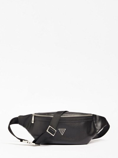 Férfi Guess Certosa Saffiano Övtáska Fekete | HU-497378
