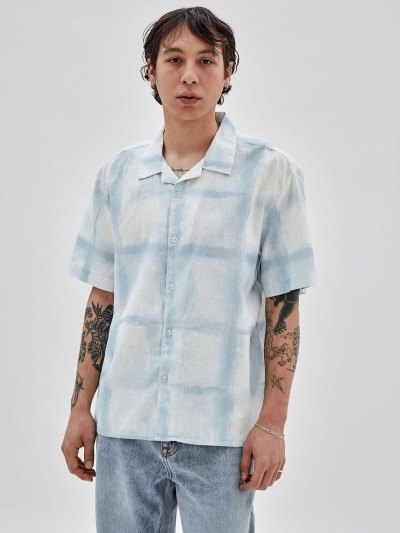 Férfi Guess Checked Print Ingek Világos Kék | HU-703740