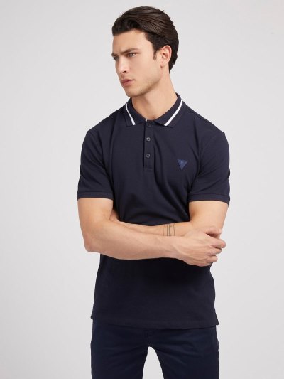 Férfi Guess Classic Polo Pólóing Kék | HU-407950