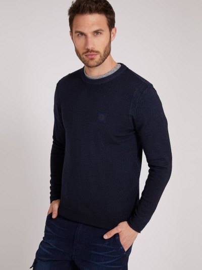 Férfi Guess Cold Dye Gyapjú Pulóverek Kék | HU-128730