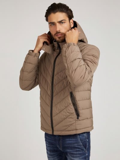 Férfi Guess Csuklyás Kabát Barna | HU-309982