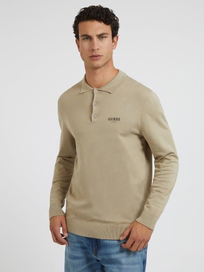 Férfi Guess Csíkos Pulóver Polo Pólóing Szürke | HU-931215