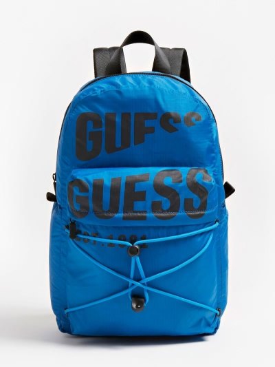 Férfi Guess Elvis Logo Lettering Hátizsák Kék | HU-436368