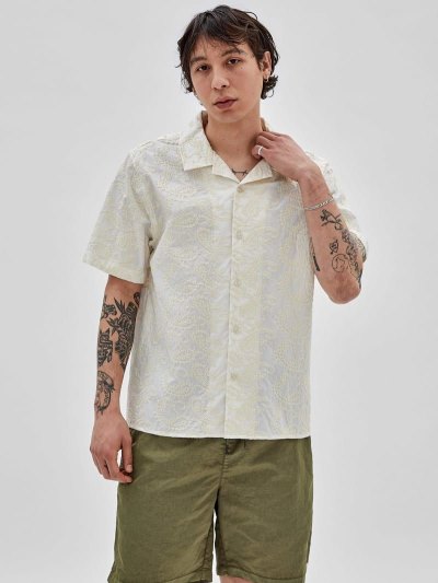 Férfi Guess Embroidered Paisley Ingek Sárga | HU-798765