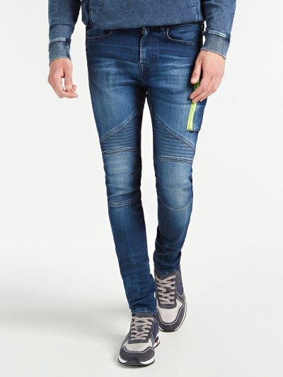 Férfi Guess Farmer Nadrág Cipzáros Sovány Fit Ruházat Kék | HU-800171