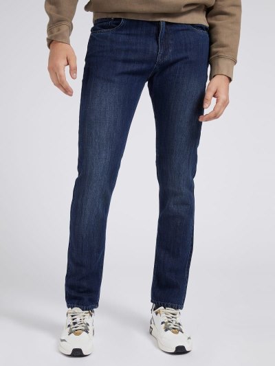 Férfi Guess Farmer Nadrág Linen Blend Slim-fit Ruházat Kék | HU-875138