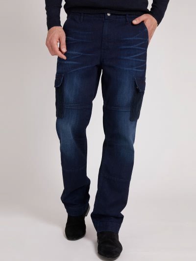 Férfi Guess Farmer Nadrág Patch Pockets Regular Fit Ruházat Kék | HU-516101