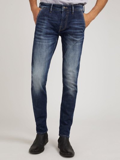 Férfi Guess Farmer Nadrág Sovány Fit Ruházat Kék | HU-142726