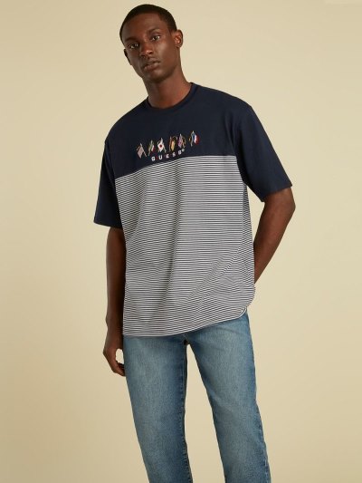 Férfi Guess Flag Logo Póló Kék | HU-177805
