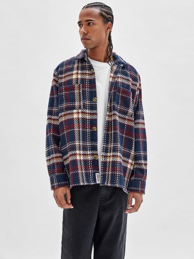 Férfi Guess Flannel Shirt Jacket Kabát Kék | HU-375340