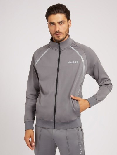 Férfi Guess Front Logo Pulóverek Szürke | HU-013034