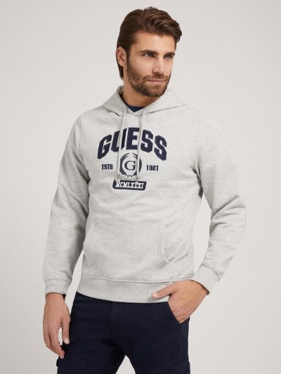 Férfi Guess Front Logo Pulóverek Világos Szürke | HU-246674