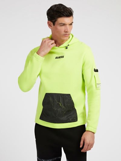 Férfi Guess Front Logo Pulóverek Zöld | HU-157463