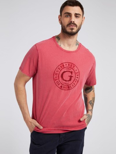 Férfi Guess Front Logo Póló Piros | HU-918838