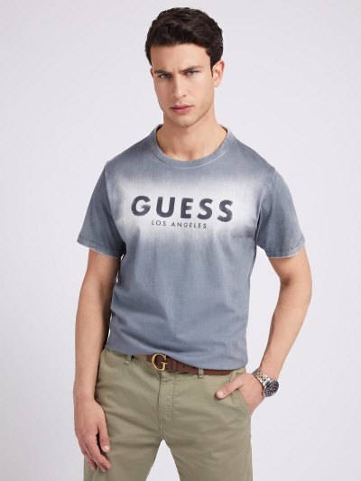 Férfi Guess Front Logo Póló Szürke | HU-830517