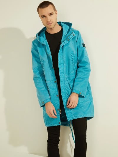 Férfi Guess Front Pockets Parka Világos Kék | HU-542047
