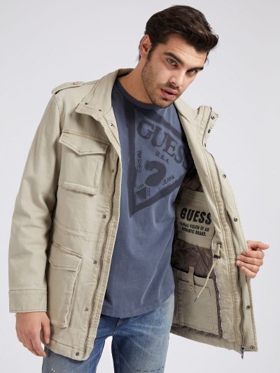 Férfi Guess Front Pockets Párnázott Kabát Szürke | HU-292188