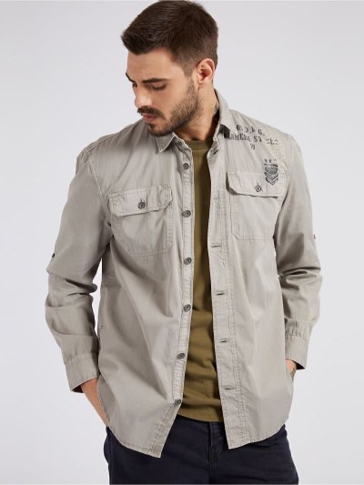Férfi Guess Front Print Ingek Szürke | HU-683295