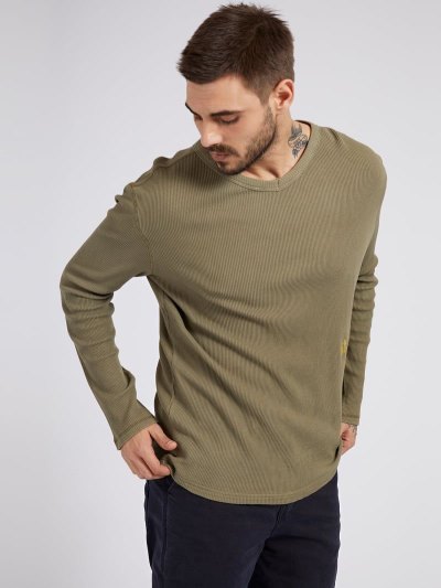 Férfi Guess Front Print Pulóverek Zöld | HU-041982