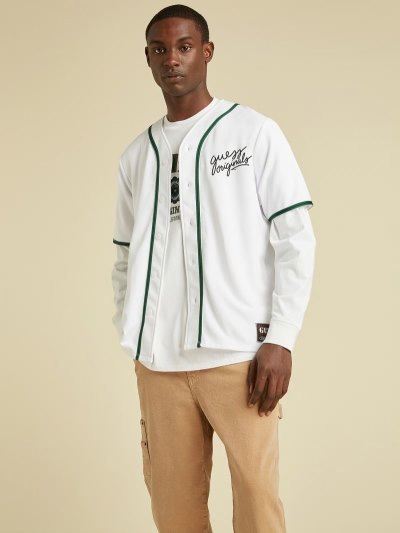 Férfi Guess Front-logo Ingek Fehér | HU-425995