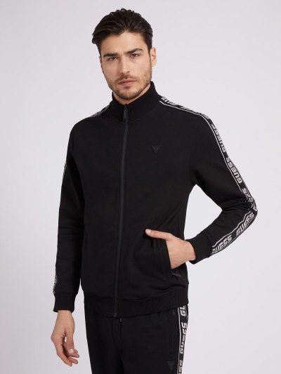 Férfi Guess Full Zip Pulóverek Fekete | HU-923583