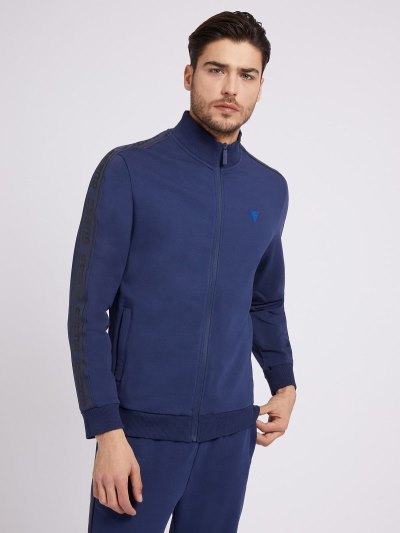 Férfi Guess Full Zip Pulóverek Kék | HU-184496