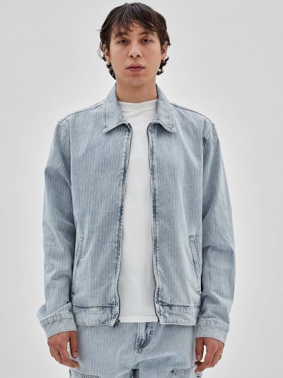 Férfi Guess Herringbone Farmer Dzsekik Világos Kék | HU-493887