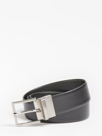 Férfi Guess Luxe Real Bőr Belt Öv Fekete | HU-049963