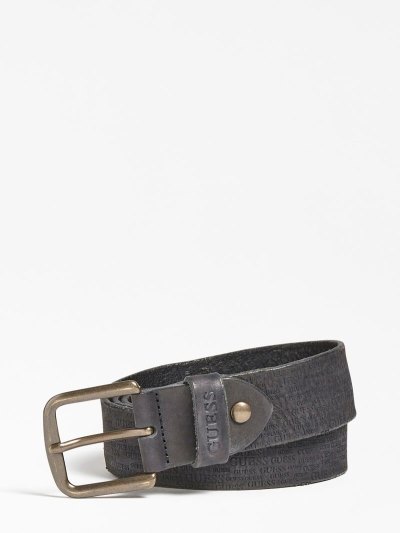 Férfi Guess Luxe Real Bőr Belt Öv Fekete | HU-219970