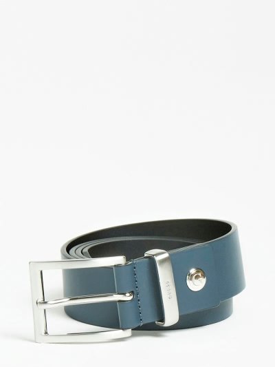 Férfi Guess Luxe Real Bőr Belt Öv Kék | HU-997613