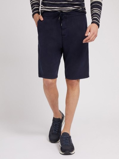 Férfi Guess Lyocell Shorts With Coulisse Rövidnadrág Kék | HU-464736
