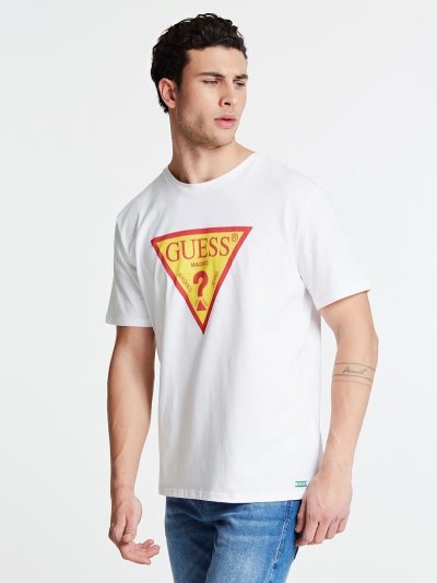 Férfi Guess Madrid Logo Póló Fehér | HU-393830