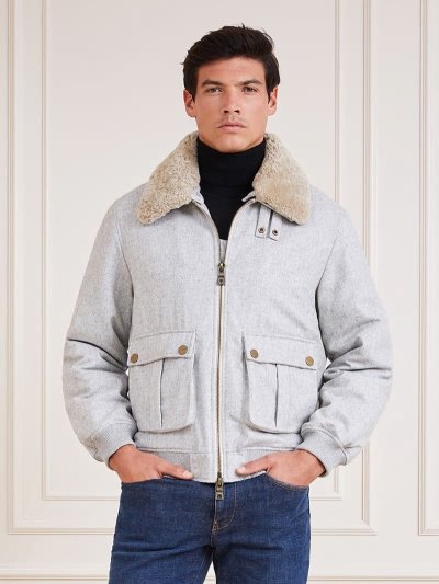 Férfi Guess Marciano Gyapjú Blend Bomber Kabát Fehér | HU-014211