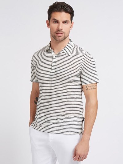 Férfi Guess Marciano Linen Pólóing Kék | HU-600217