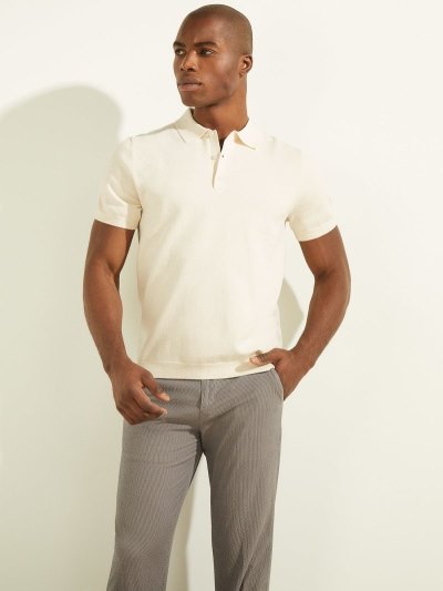 Férfi Guess Marciano Regular Fit Polo Pólóing Krém | HU-292929