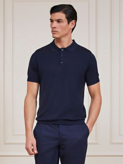 Férfi Guess Marciano Silk Pulóver Polo Pólóing Kék | HU-869572