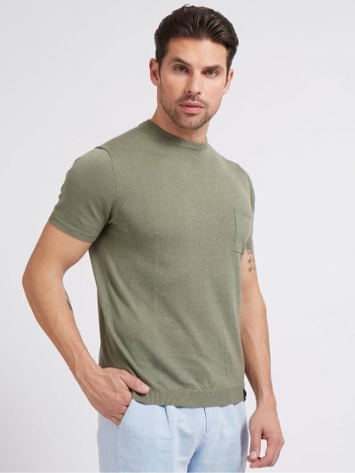 Férfi Guess Marciano T-shirt Pocket Póló Zöld | HU-849337