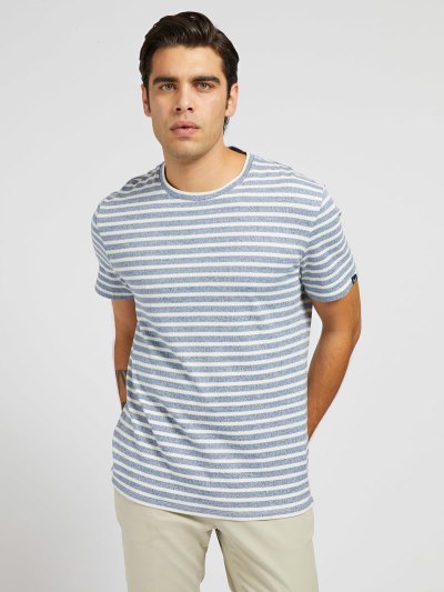 Férfi Guess Marciano Yarn-dyed Póló Kék | HU-350707