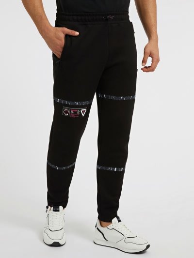 Férfi Guess Nadrág Front Logo Jogger Pant Jogger Nadrág Fekete | HU-870299